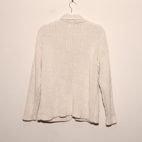 PURE Handkint Cotton Chunky Open front Cardigan Sweater Size Small/Medium - Picture 2 of 10